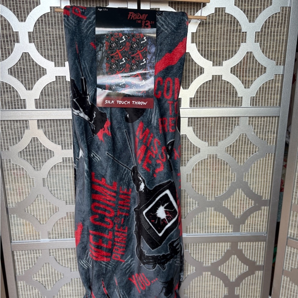 NWT Friday the 13th Silk Touch Throw Blanket - Black and Red